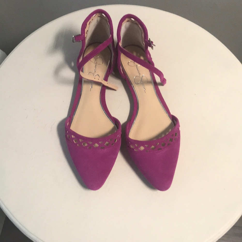 Pink suede Jessica Simpson flats